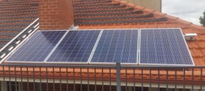 Solar panels powering pool pump